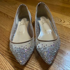 Christian Louboutin Nude Crystal and Glitter Flats